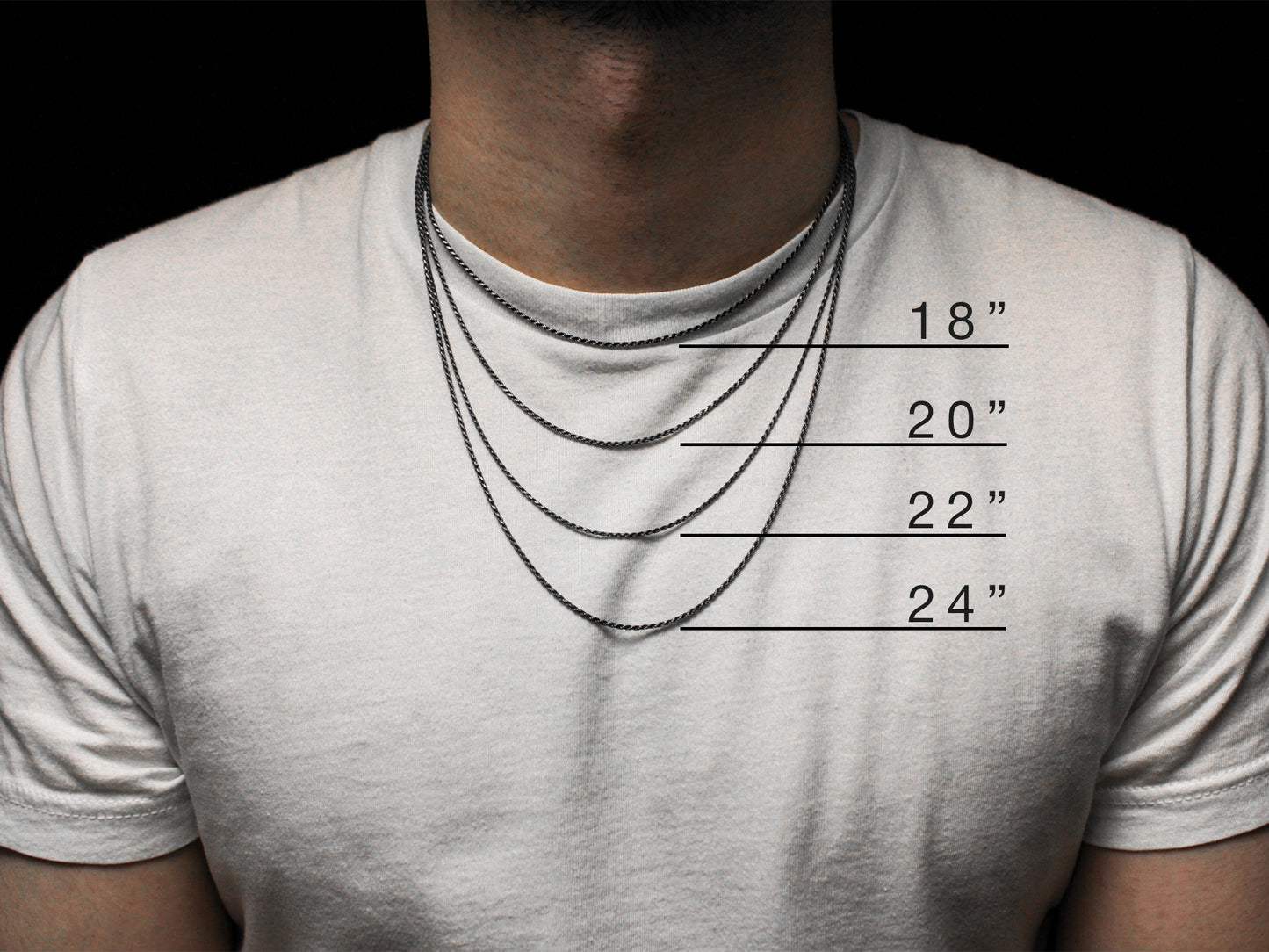 1.5mm (030) Blackened Rope Chain